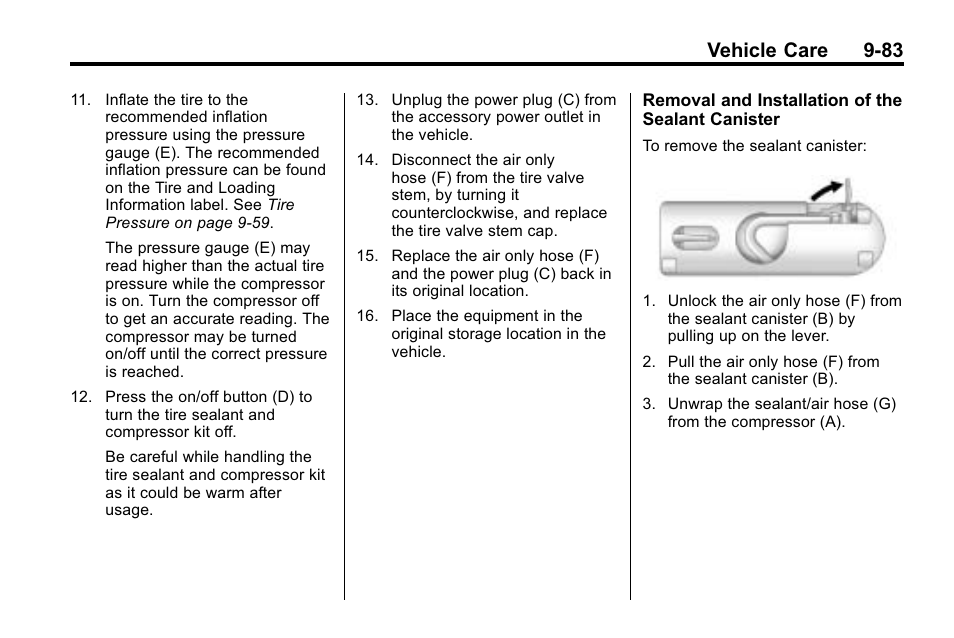 Vehicle care 9-83 | Cadillac 2010 SRX Crossover User Manual | Page 387 / 470