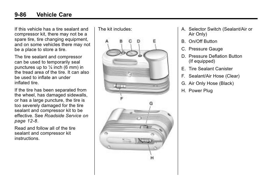 86 vehicle care | Cadillac 2010 SRX Crossover User Manual | Page 390 / 470