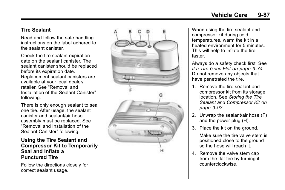 Vehicle care 9-87 | Cadillac 2010 SRX Crossover User Manual | Page 391 / 470