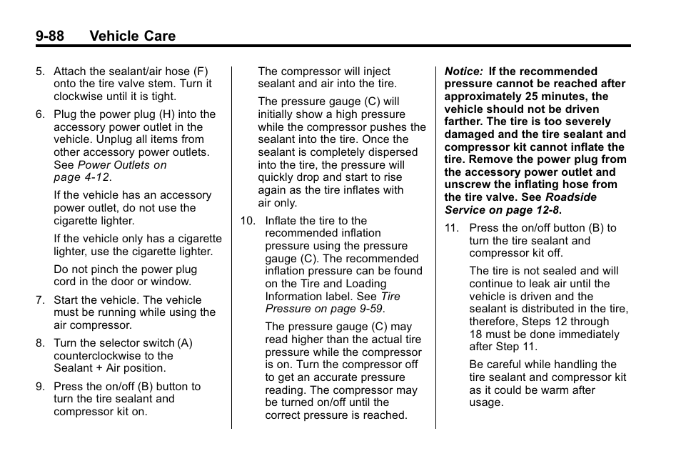 88 vehicle care | Cadillac 2010 SRX Crossover User Manual | Page 392 / 470