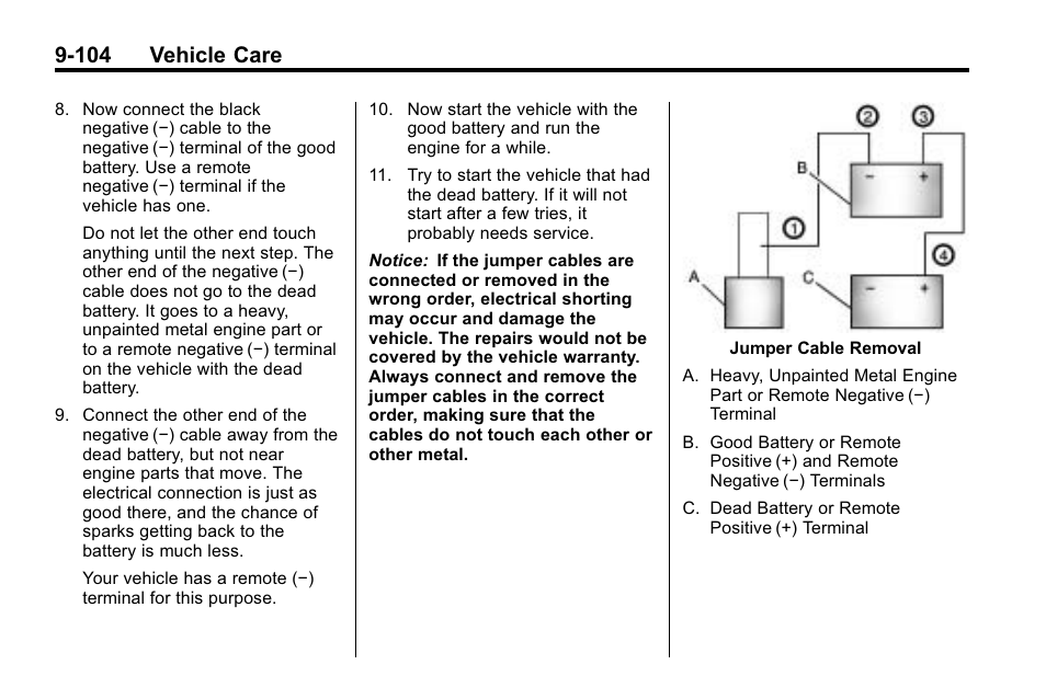 104 vehicle care | Cadillac 2010 SRX Crossover User Manual | Page 408 / 470