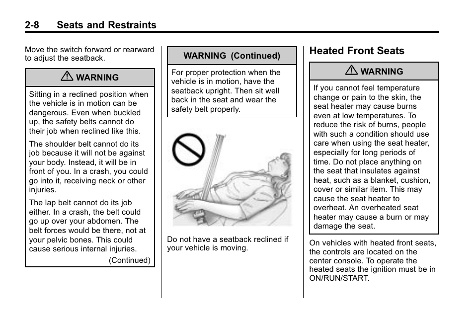 Heated front seats, Heated front seats -8 | Cadillac 2010 SRX Crossover User Manual | Page 42 / 470