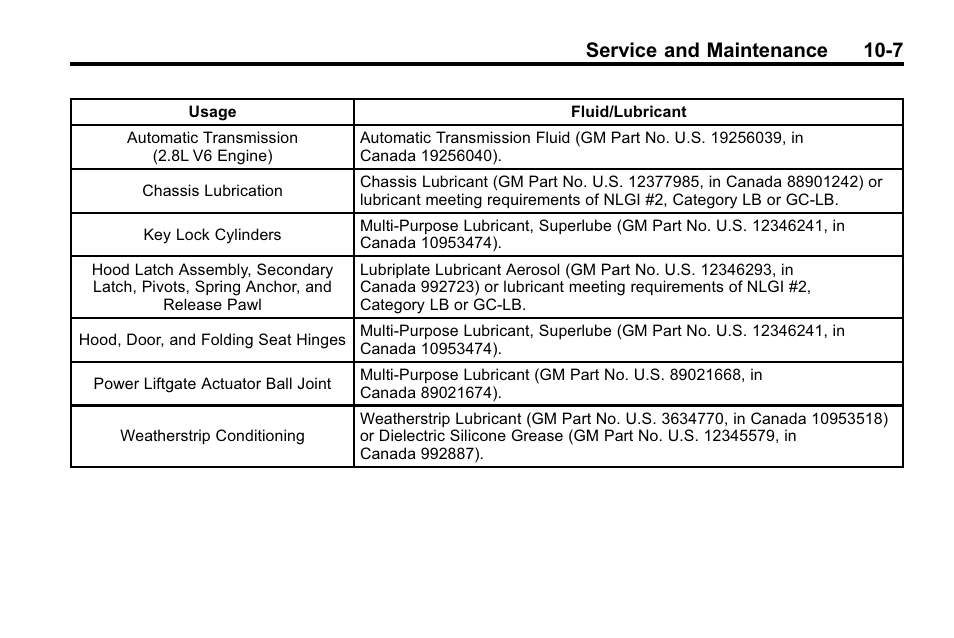 Service and maintenance 10-7 | Cadillac 2010 SRX Crossover User Manual | Page 427 / 470