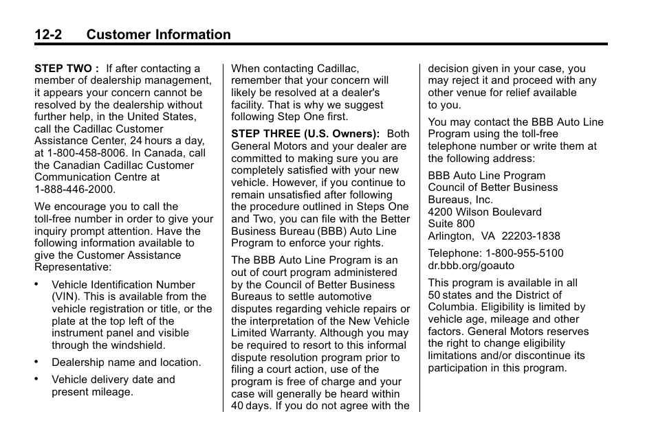 2 customer information | Cadillac 2010 SRX Crossover User Manual | Page 438 / 470