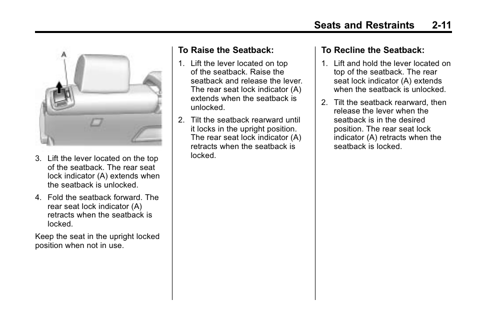 Seats and restraints 2-11 | Cadillac 2010 SRX Crossover User Manual | Page 45 / 470