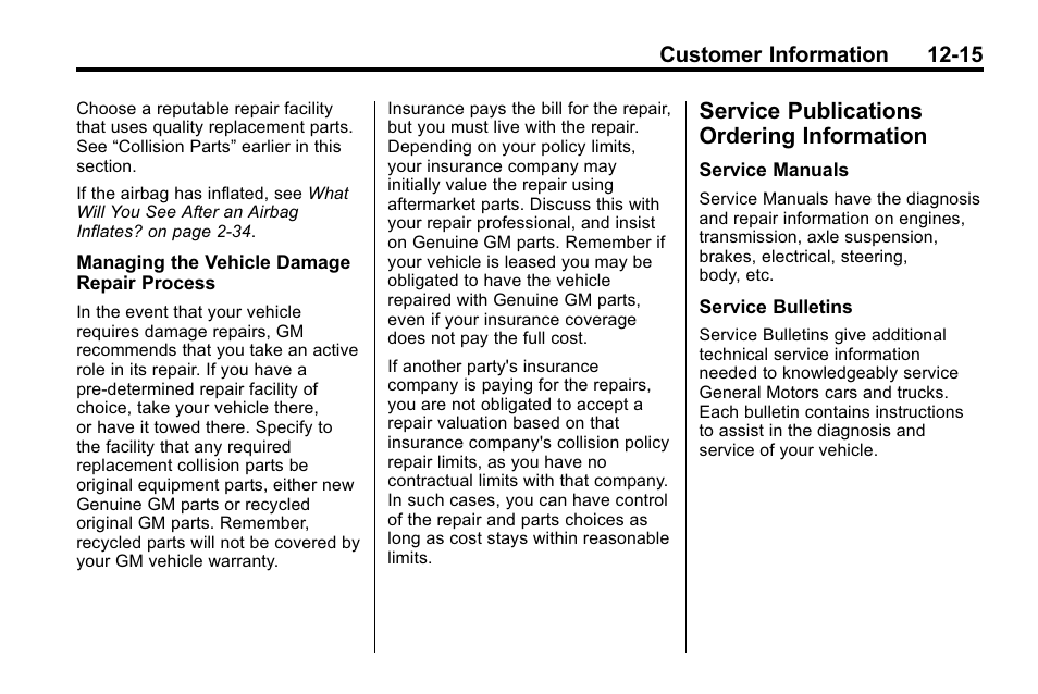 Service publications ordering information, Service publications, Ordering information -15 | Cadillac 2010 SRX Crossover User Manual | Page 451 / 470