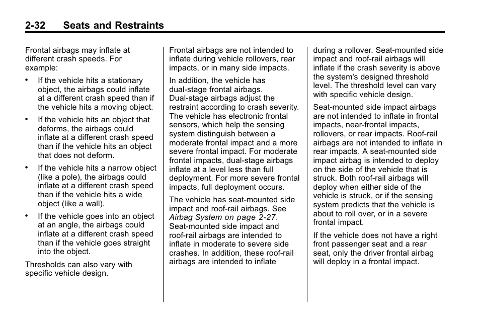 32 seats and restraints | Cadillac 2010 SRX Crossover User Manual | Page 66 / 470