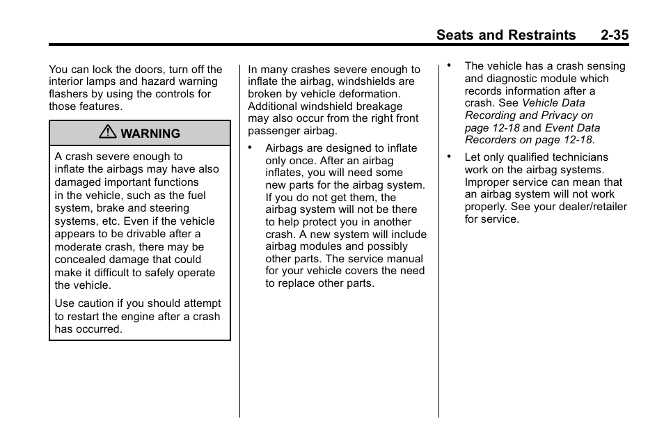 Seats and restraints 2-35 | Cadillac 2010 SRX Crossover User Manual | Page 69 / 470