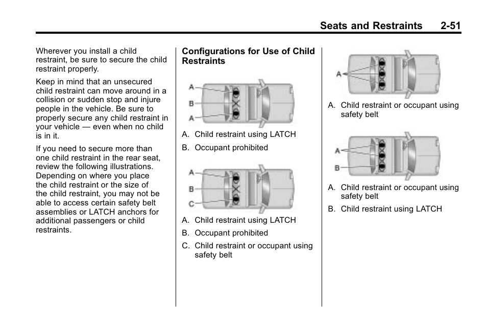 Seats and restraints 2-51 | Cadillac 2010 SRX Crossover User Manual | Page 85 / 470