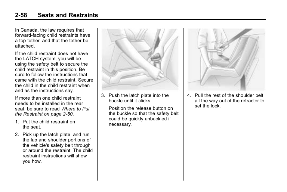 58 seats and restraints | Cadillac 2010 SRX Crossover User Manual | Page 92 / 470