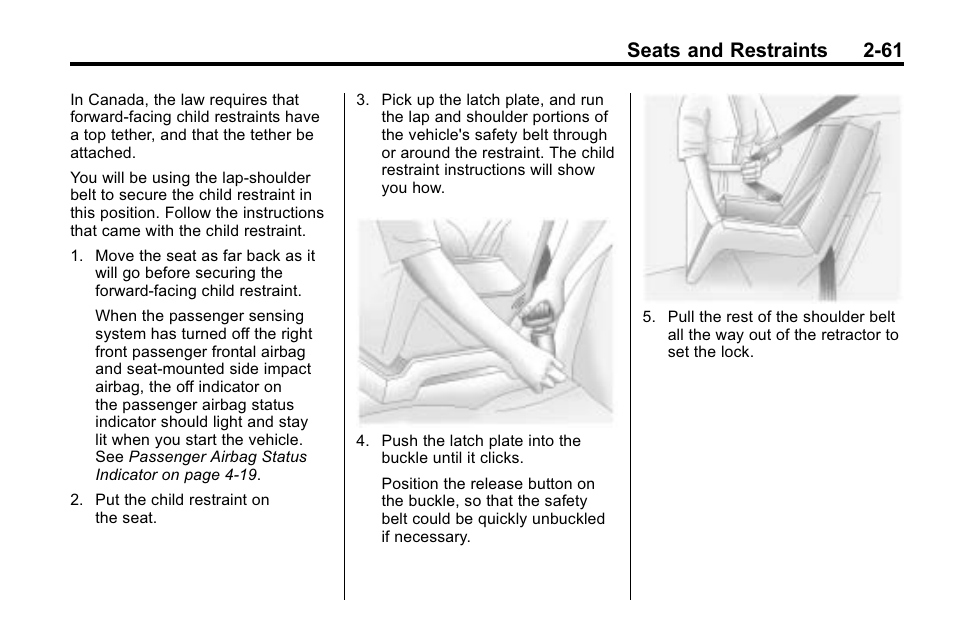 Seats and restraints 2-61 | Cadillac 2010 SRX Crossover User Manual | Page 95 / 470