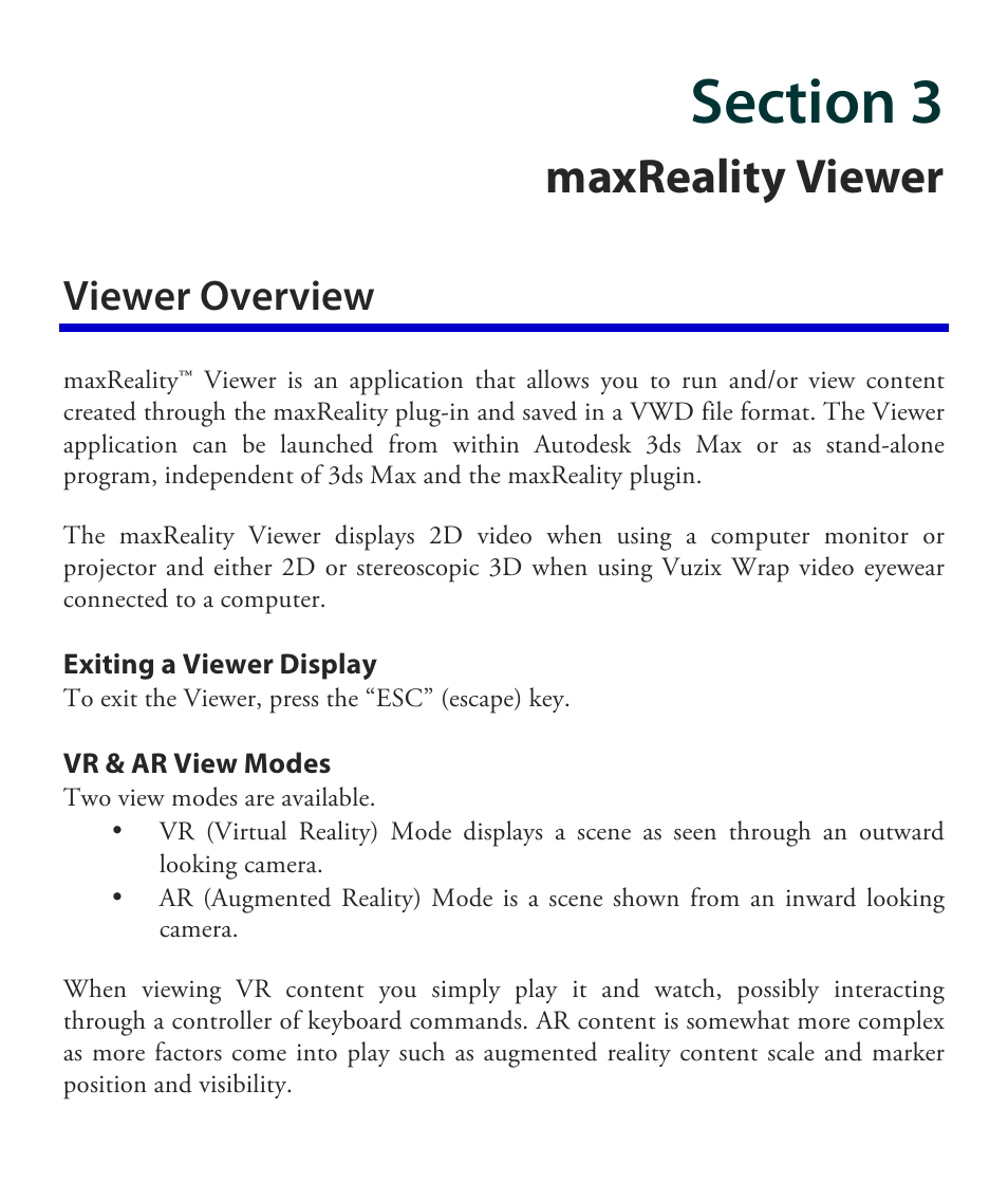 Maxreality viewer, Viewer overview | Vuzix maxReality 6.1 User Guide User Manual | Page 35 / 47