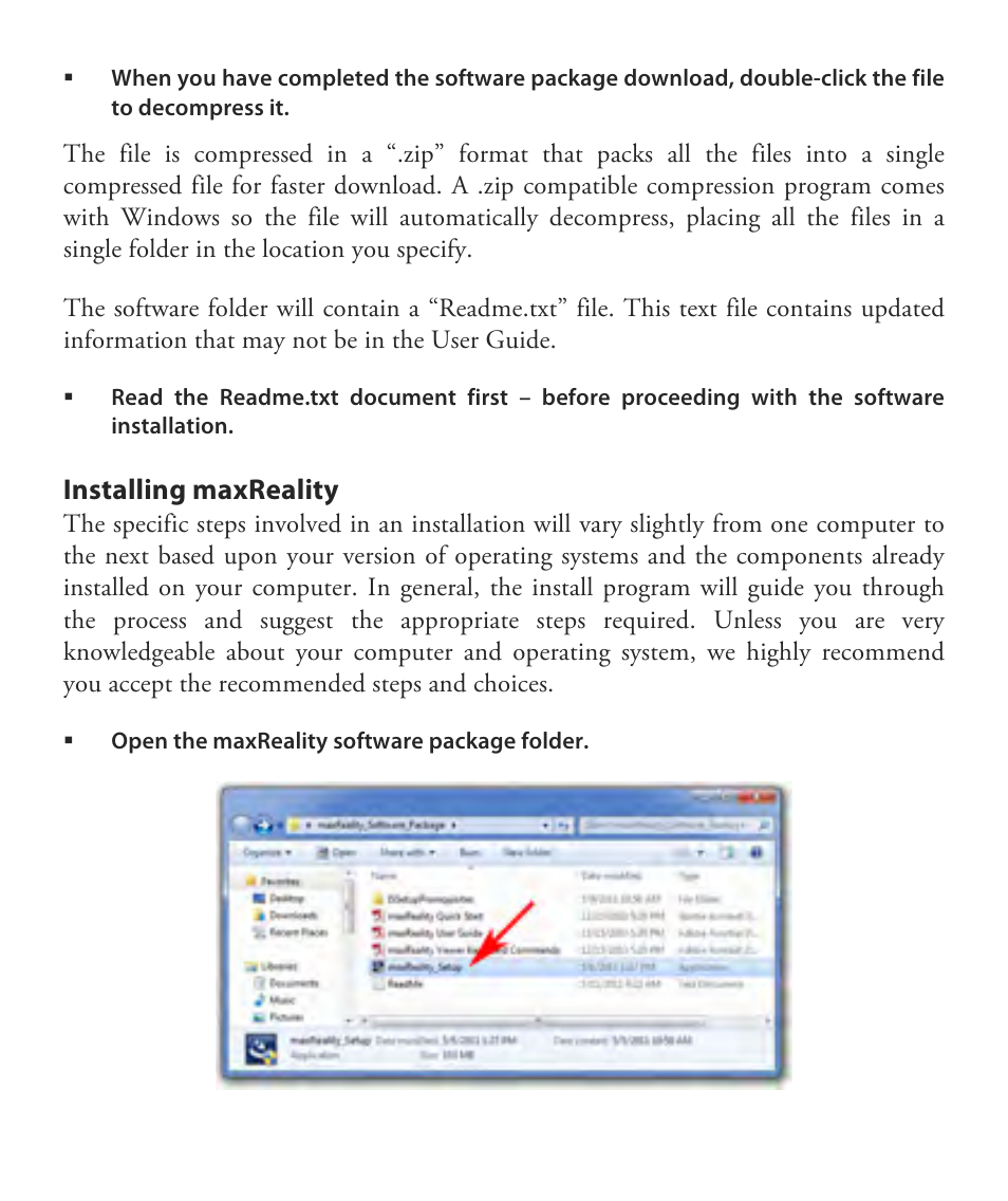 Installing maxreality | Vuzix maxReality 6.1 User Guide User Manual | Page 8 / 47