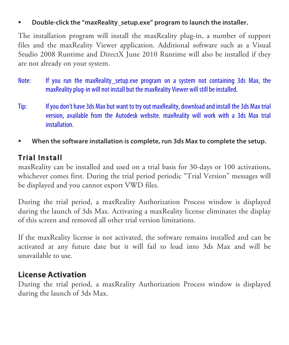 License activation | Vuzix maxReality 6.1 User Guide User Manual | Page 9 / 47