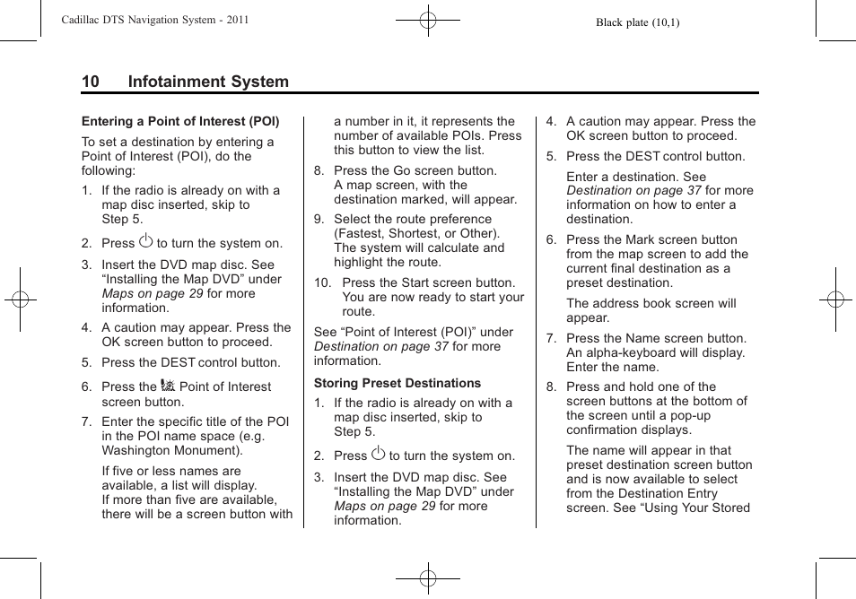 10 infotainment system | Cadillac GPS Receiver User Manual | Page 10 / 68