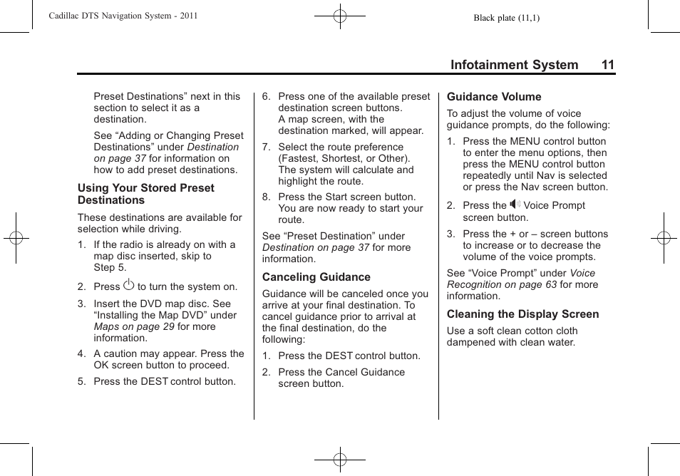 Infotainment system 11 | Cadillac GPS Receiver User Manual | Page 11 / 68