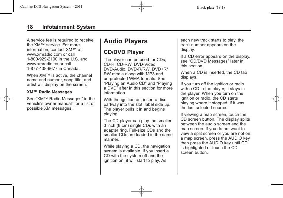 Audio players, Cd/dvd player, Problems | Cadillac GPS Receiver User Manual | Page 18 / 68