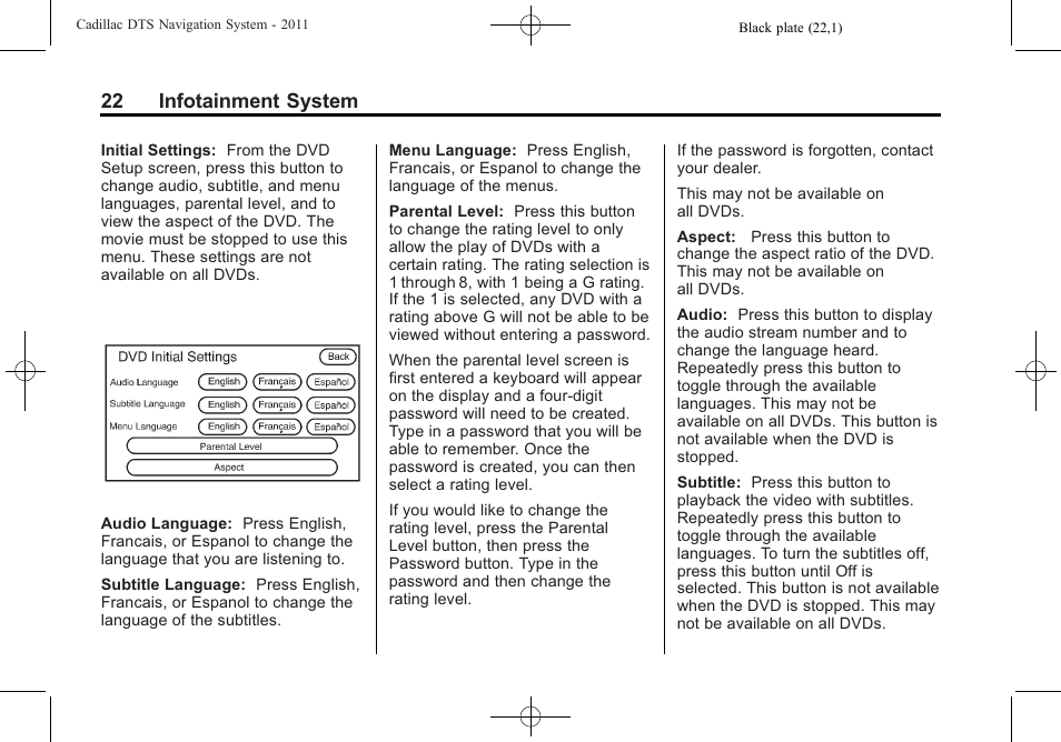 22 infotainment system | Cadillac GPS Receiver User Manual | Page 22 / 68