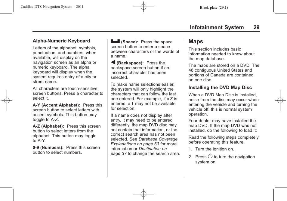 Maps, Database coverage | Cadillac GPS Receiver User Manual | Page 29 / 68