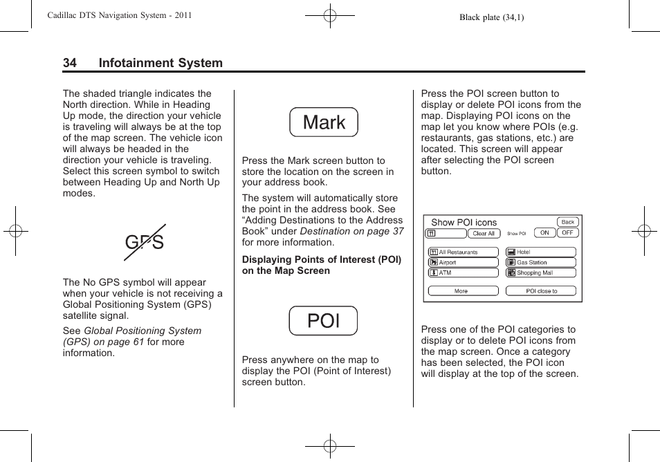 34 infotainment system | Cadillac GPS Receiver User Manual | Page 34 / 68