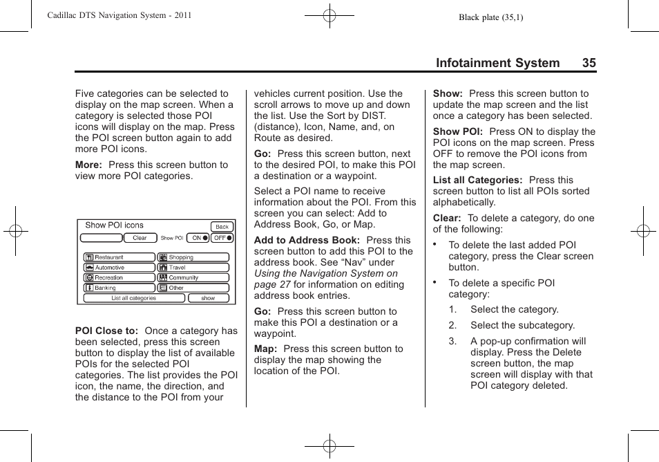 Infotainment system 35 | Cadillac GPS Receiver User Manual | Page 35 / 68