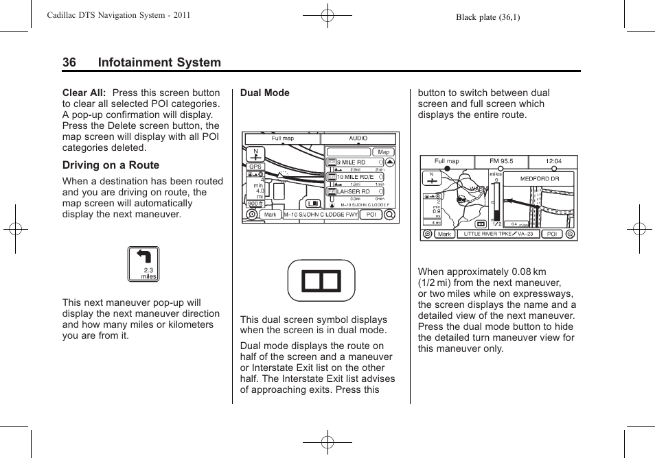 36 infotainment system | Cadillac GPS Receiver User Manual | Page 36 / 68