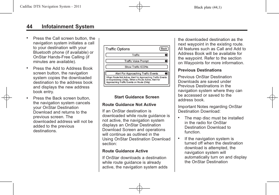 44 infotainment system | Cadillac GPS Receiver User Manual | Page 44 / 68