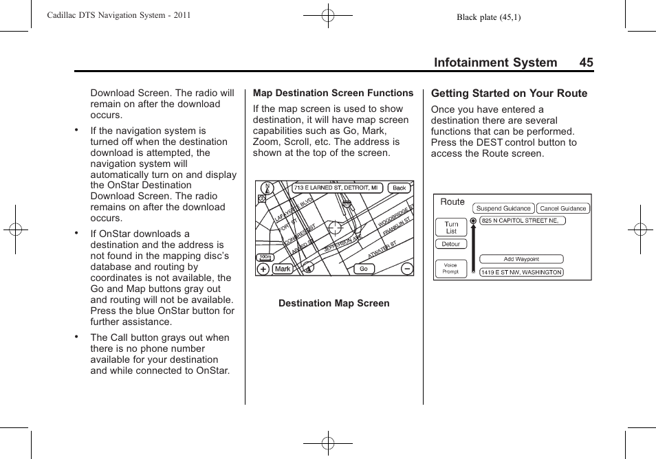 Infotainment system 45 | Cadillac GPS Receiver User Manual | Page 45 / 68