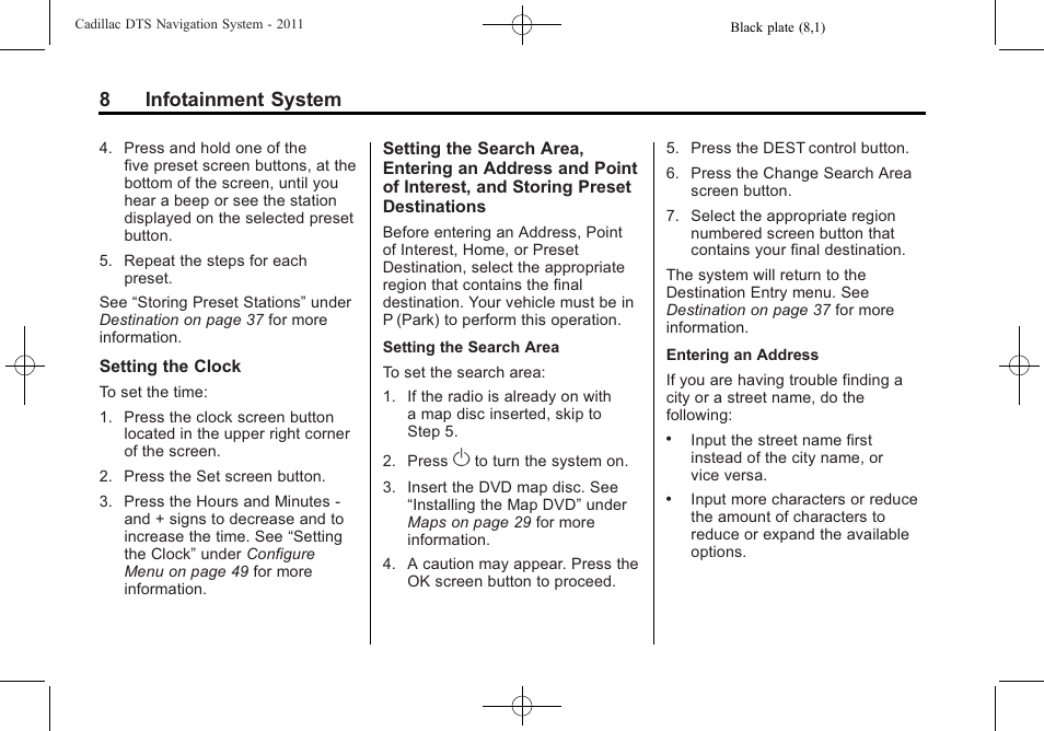 8infotainment system | Cadillac GPS Receiver User Manual | Page 8 / 68