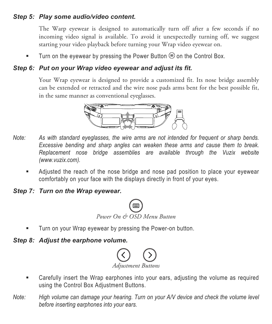 Vuzix Wrap 1200 Video Eyewear User Guide User Manual | Page 10 / 25
