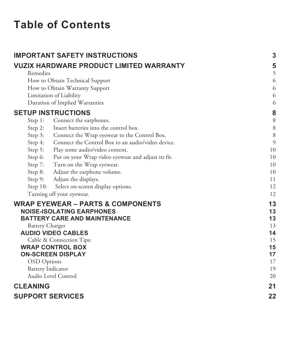 Vuzix Wrap 1200 Video Eyewear User Guide User Manual | Page 2 / 25