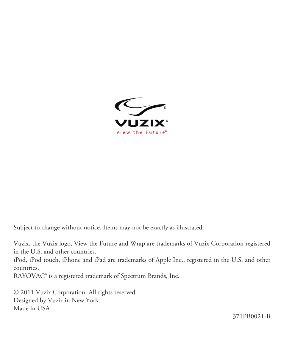 Vuzix Wrap 1200 Video Eyewear User Guide User Manual | Page 25 / 25