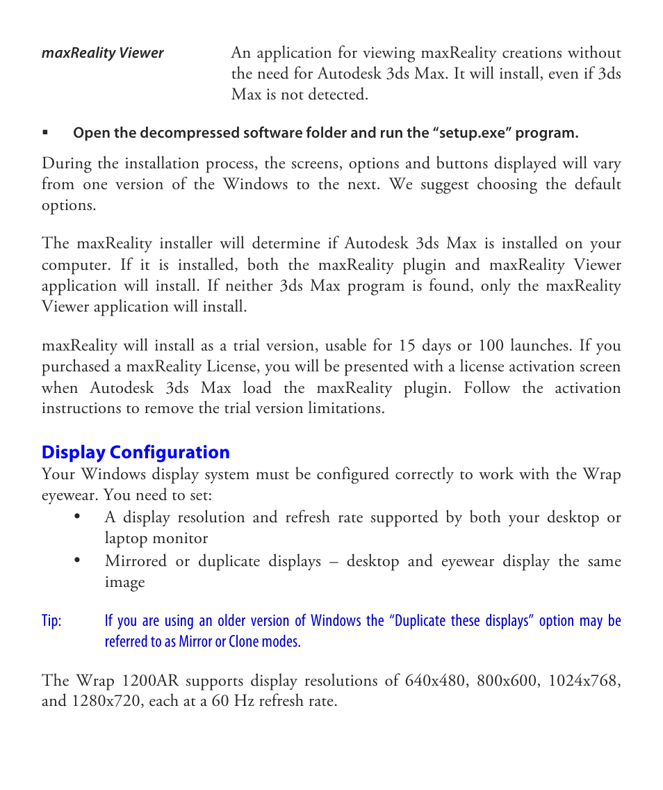 Vuzix Wrap 1200AR User Guide User Manual | Page 18 / 44