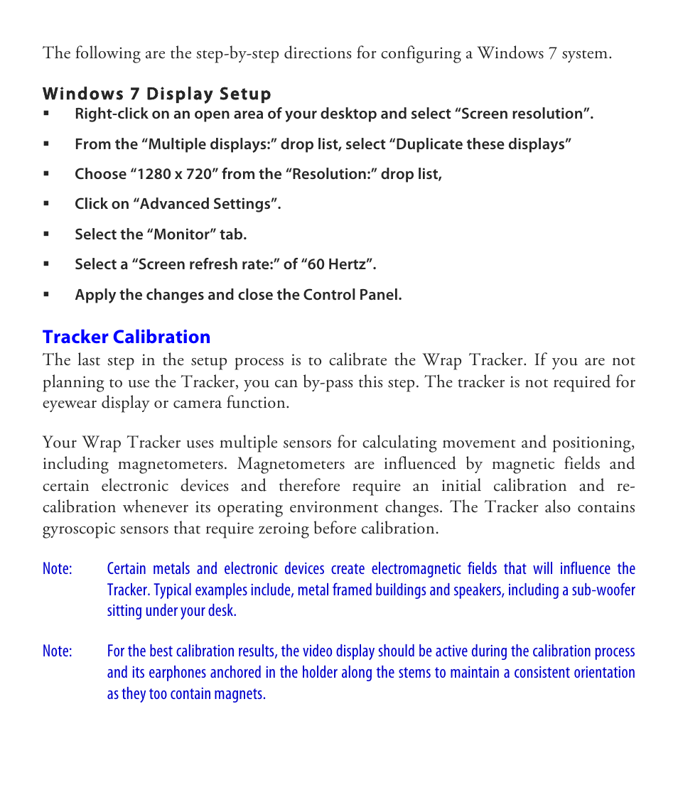 Tracker calibration | Vuzix Wrap 1200AR User Guide User Manual | Page 19 / 44