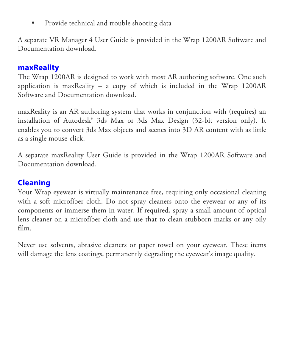 Vuzix Wrap 1200AR User Guide User Manual | Page 34 / 44