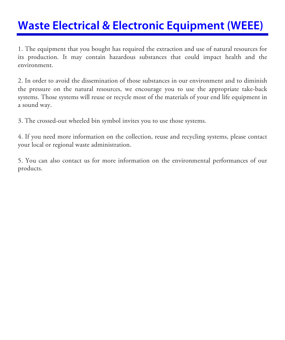 Waste electrical & electronic equipment (weee) | Vuzix Wrap 1200AR User Guide User Manual | Page 43 / 44
