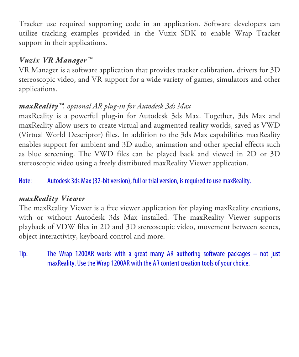 Vuzix Wrap 1200AR User Guide User Manual | Page 8 / 44