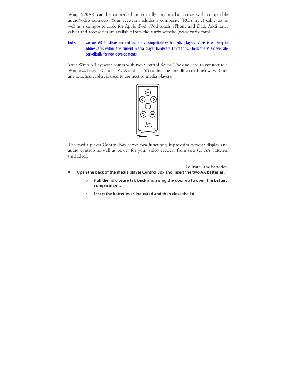 Vuzix Wrap 920AR User Manual | Page 14 / 101