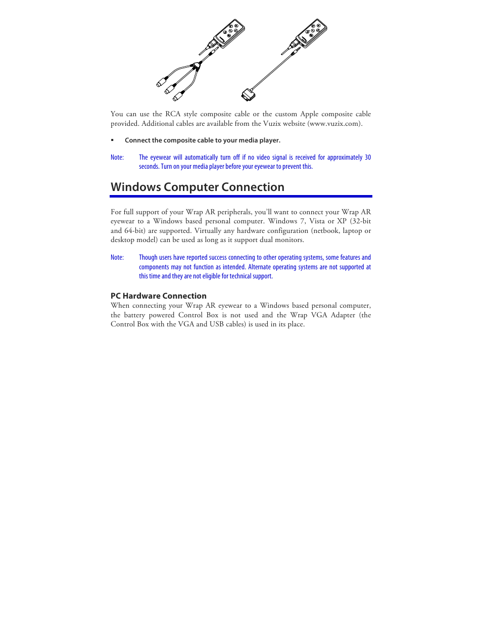 Windows computer connection | Vuzix Wrap 920AR User Manual | Page 16 / 101