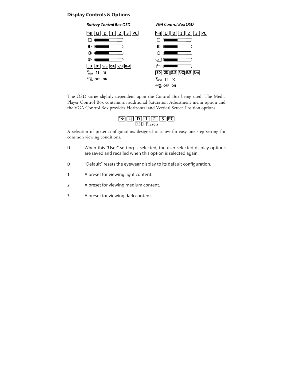 Display controls & options | Vuzix Wrap 920AR User Manual | Page 28 / 101