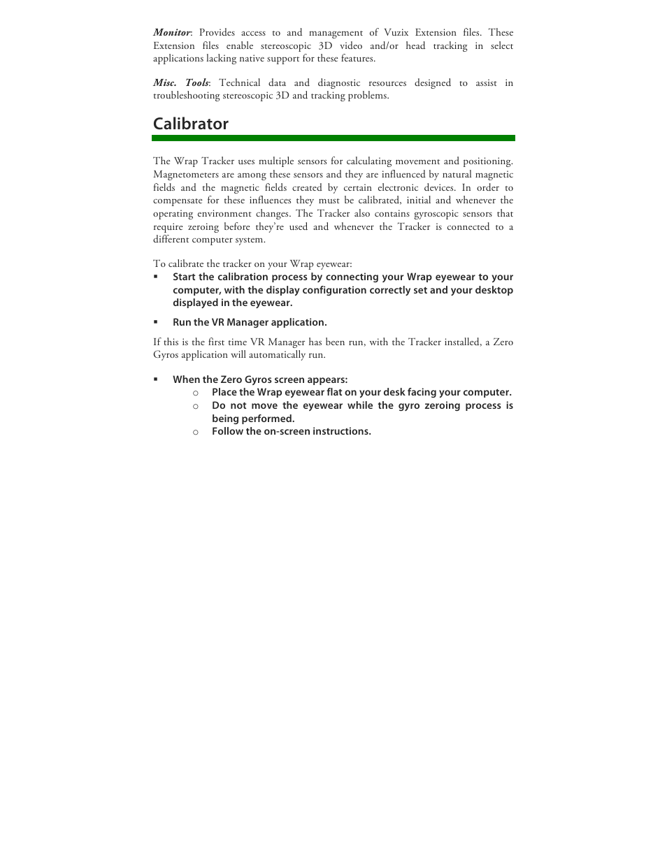 Calibrator | Vuzix Wrap 920 VR Bundle User Manual | Page 36 / 51