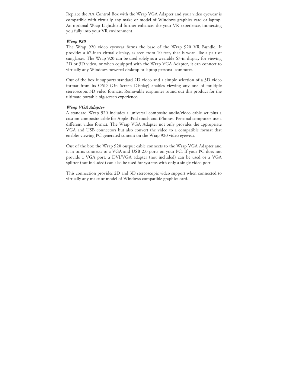 Vuzix Wrap 920 VR Bundle User Manual | Page 5 / 51