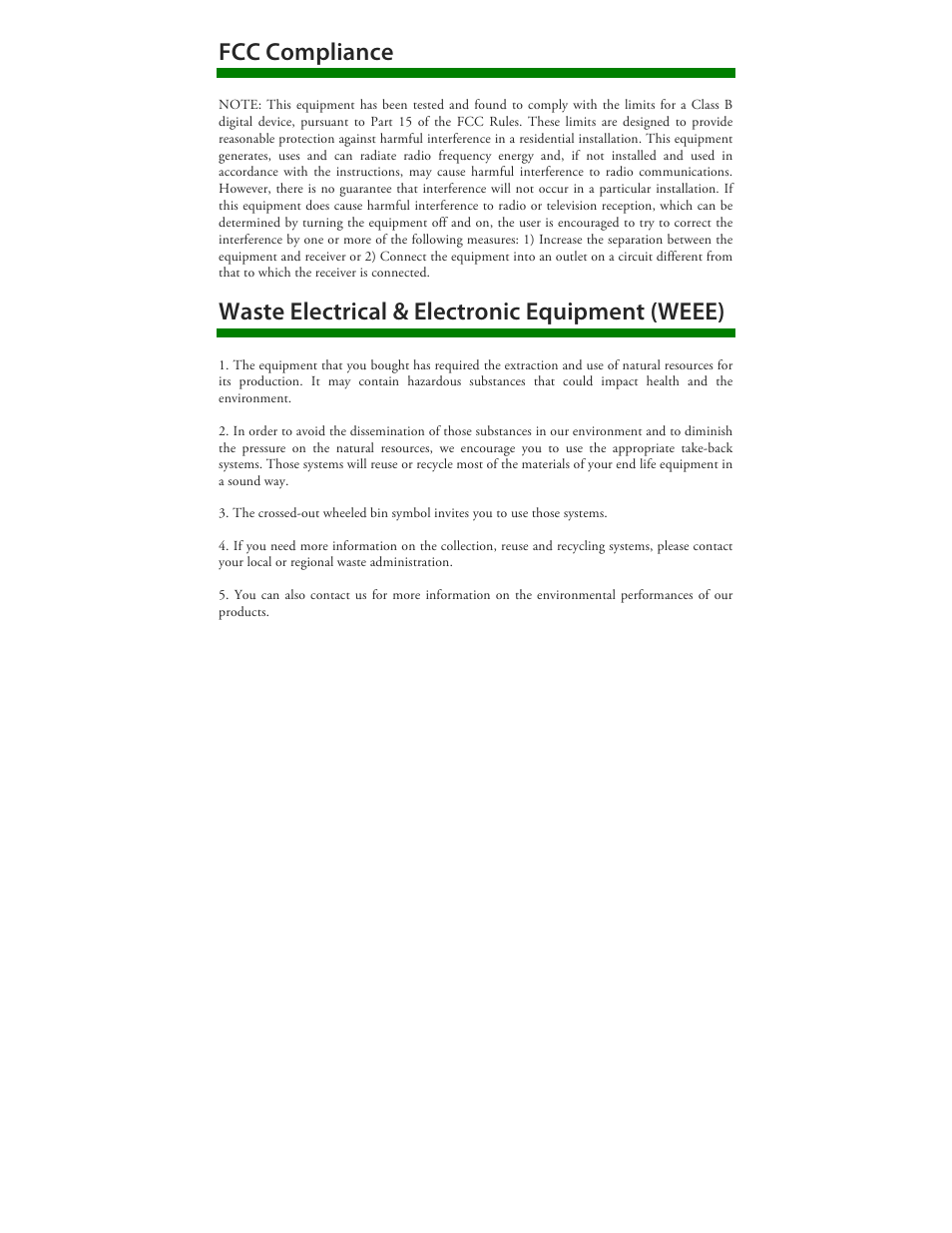 Fcc compliance, Waste electrical & electronic equipment (weee) | Vuzix Wrap 920 VR Bundle User Manual | Page 50 / 51