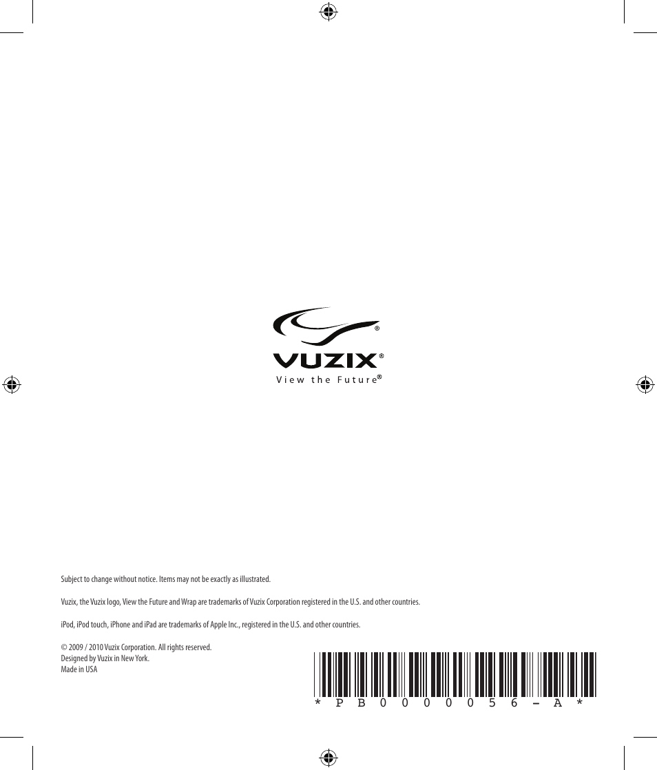 Vuzix Wrap 310XL User Manual | Page 8 / 8