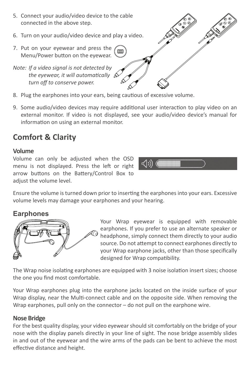 Comfort & clarity | Vuzix Wrap Video Eyewear User Manual | Page 3 / 48