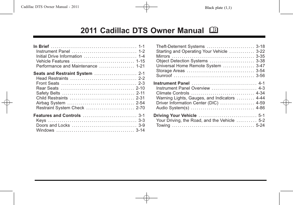 Cadillac 2011 DTS User Manual | 470 pages