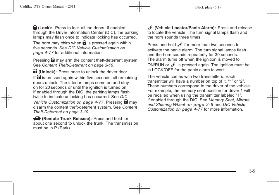 Cadillac 2011 DTS User Manual | Page 109 / 470