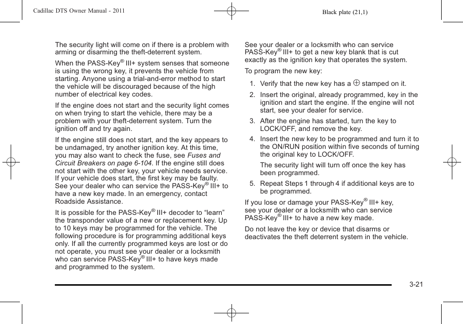 Cadillac 2011 DTS User Manual | Page 125 / 470