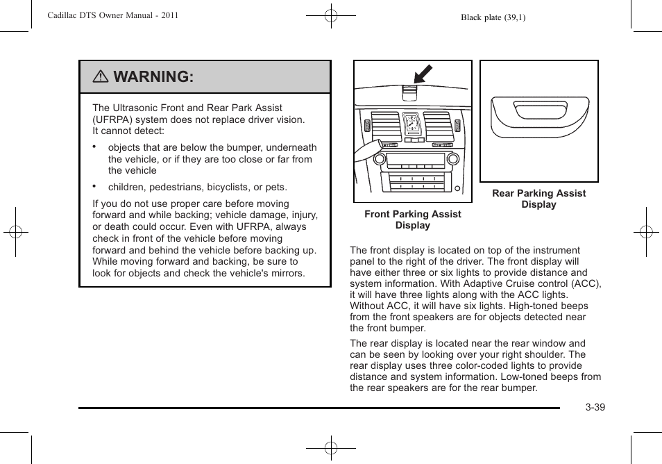 Warning | Cadillac 2011 DTS User Manual | Page 143 / 470