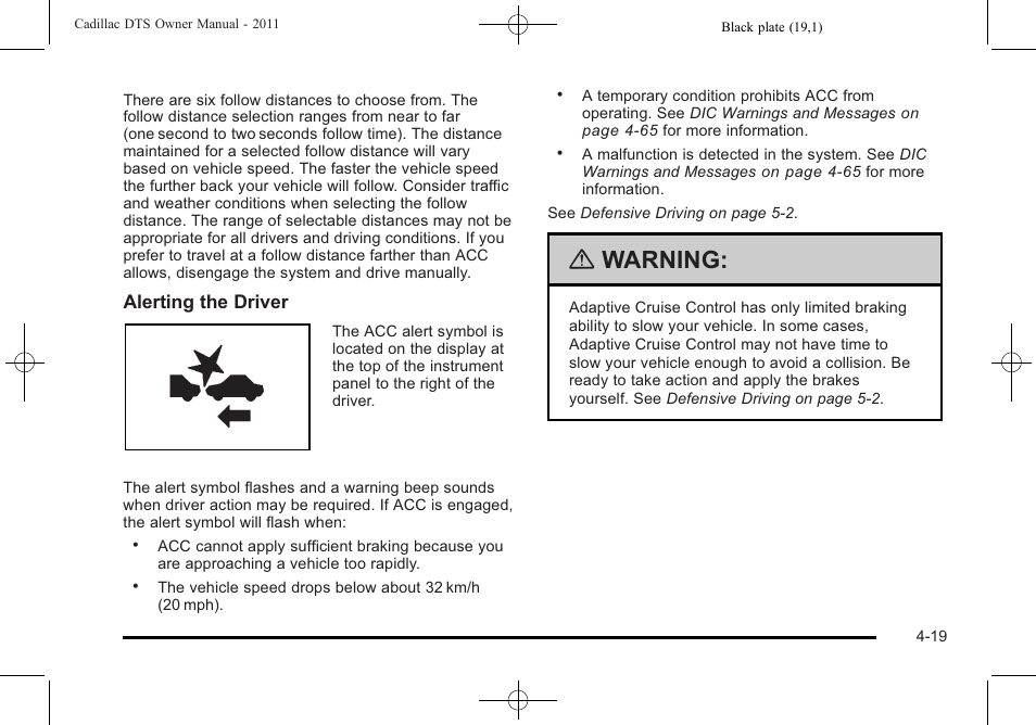 Warning | Cadillac 2011 DTS User Manual | Page 181 / 470